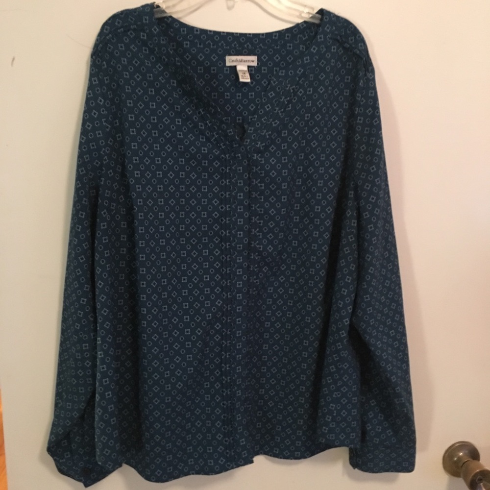 Patterned Blue Button Up with Hidden Buttons